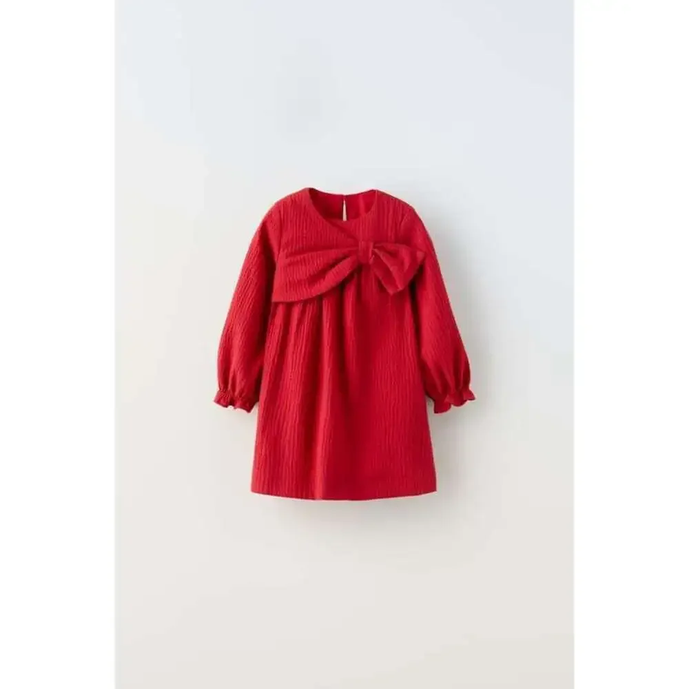 3D BOW TEXTURED DRESS